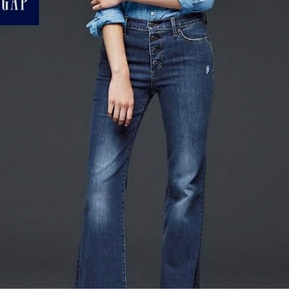 GAP Authentic Flare 1969 Jeans Button Closure - Picture 3 of 10